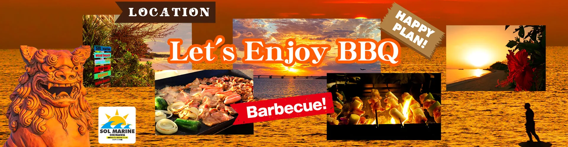 夕日をバックにBBQ